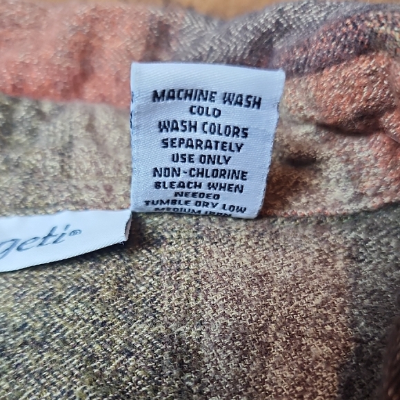 SERENGETI | Green Brown Neutral Plaid Cotton Pintuck Button-Down Shirt Top | 2X - Picture 5 of 8